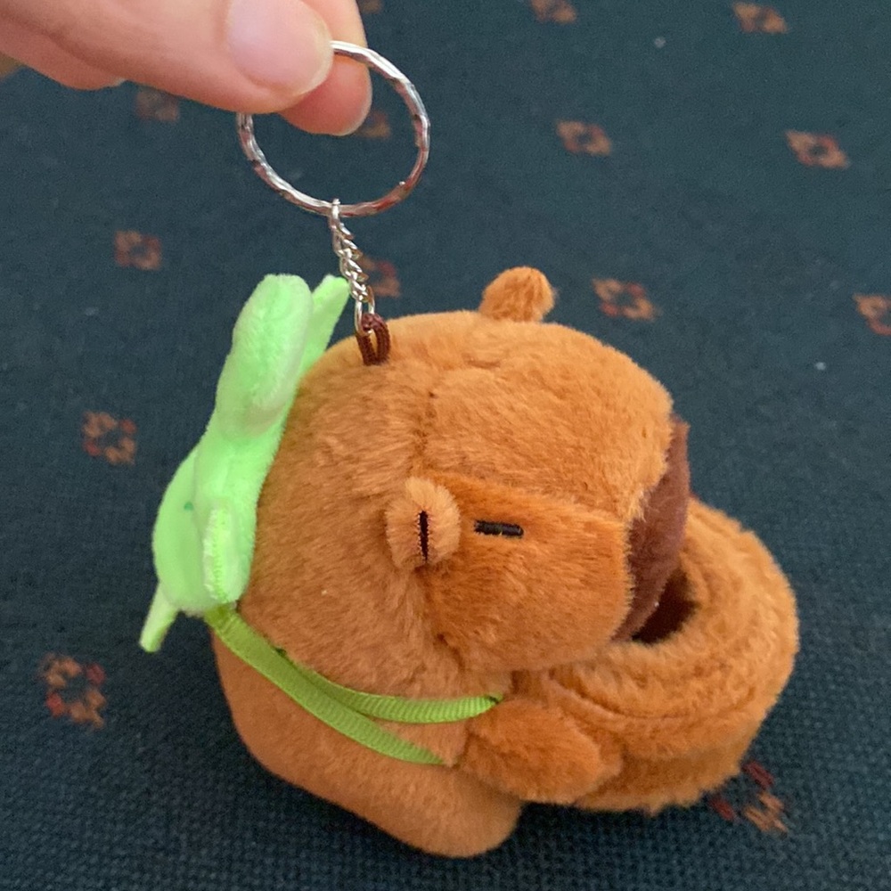 Capybara Plush Turtle Backpack Keychain bag charm with wrap panel band